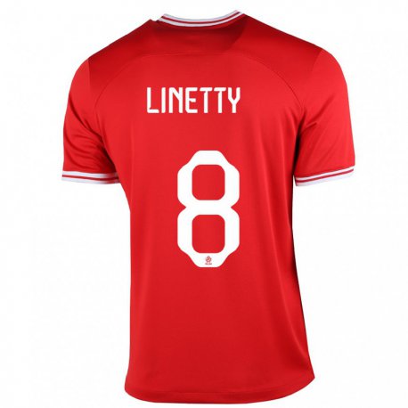 Kandiny Enfant Maillot Pologne Karol Linetty #8 Rouge Tenues Extérieur 22-24 T-shirt