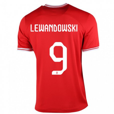 Kandiny Enfant Maillot Pologne Robert Lewandowski #9 Rouge Tenues Extérieur 22-24 T-shirt