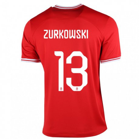 Kandiny Enfant Maillot Pologne Szymon Zurkowski #13 Rouge Tenues Extérieur 22-24 T-shirt