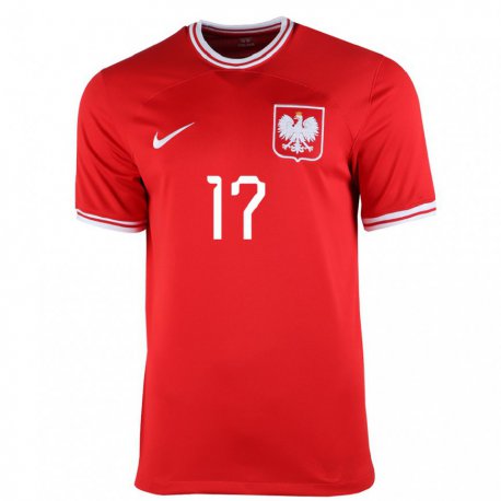 Kandiny Enfant Maillot Pologne Jakub Kaminski #17 Rouge Tenues Extérieur 22-24 T-shirt
