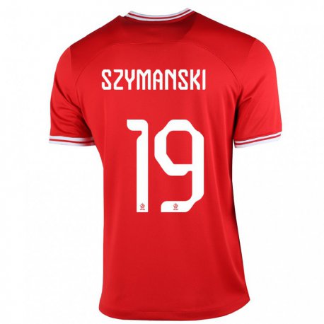 Kandiny Enfant Maillot Pologne Sebastian Szymanski #19 Rouge Tenues Extérieur 22-24 T-shirt