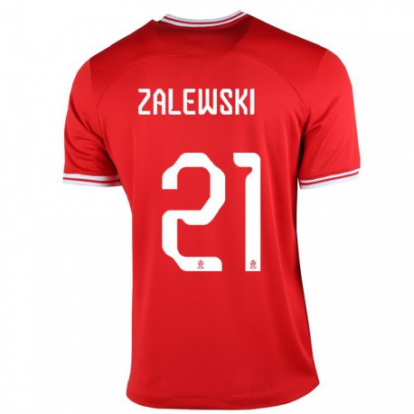 Kandiny Enfant Maillot Pologne Nicola Zalewski #21 Rouge Tenues Extérieur 22-24 T-shirt