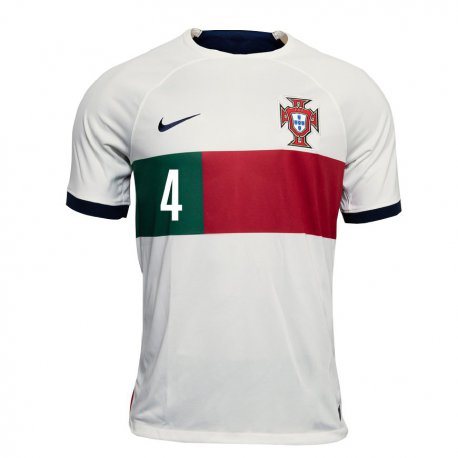 Kandiny Enfant Maillot Portugal Tiago Djalo #4 Blanc Tenues Extérieur 22-24 T-shirt