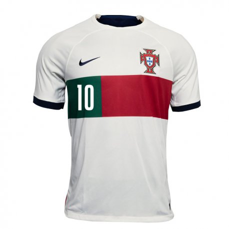 Kandiny Enfant Maillot Portugal Bernardo Silva #10 Blanc Tenues Extérieur 22-24 T-shirt