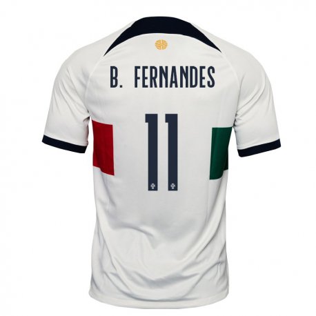 Kandiny Enfant Maillot Portugal Bruno Fernandes #11 Blanc Tenues Extérieur 22-24 T-shirt
