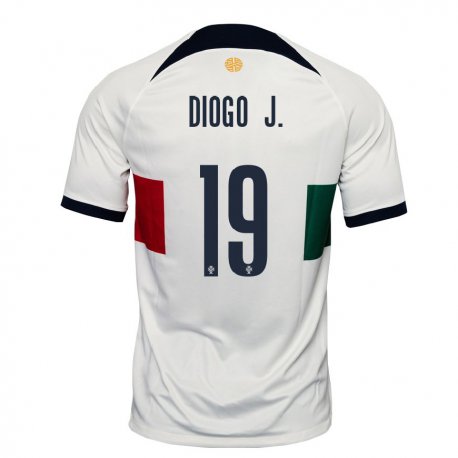 Kandiny Enfant Maillot Portugal Diogo Jota #19 Blanc Tenues Extérieur 22-24 T-shirt