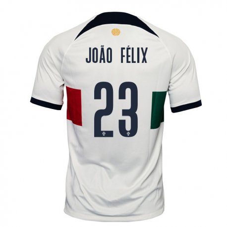 Kandiny Enfant Maillot Portugal Joao Felix #23 Blanc Tenues Extérieur 22-24 T-shirt