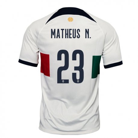 Kandiny Enfant Maillot Portugal Matheus Nunes #23 Blanc Tenues Extérieur 22-24 T-shirt
