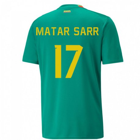 Kandiny Enfant Maillot Sénégal Pape Matar Sarr #17 Verte Tenues Extérieur 22-24 T-shirt