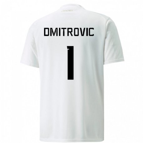 Kandiny Enfant Maillot Serbie Marko Dmitrovic #1 Blanc Tenues Extérieur 22-24 T-shirt