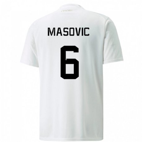 Kandiny Enfant Maillot Serbie Erhan Masovic #6 Blanc Tenues Extérieur 22-24 T-shirt