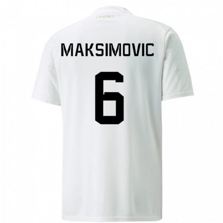 Kandiny Enfant Maillot Serbie Nemanja Maksimovic #6 Blanc Tenues Extérieur 22-24 T-shirt