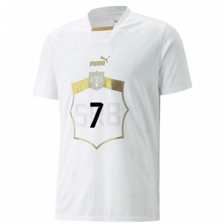 Kandiny Enfant Maillot Serbie Nemanja Radonjic #7 Blanc Tenues Extérieur 22-24 T-shirt