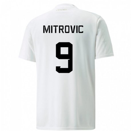 Kandiny Enfant Maillot Serbie Aleksandar Mitrovic #9 Blanc Tenues Extérieur 22-24 T-shirt