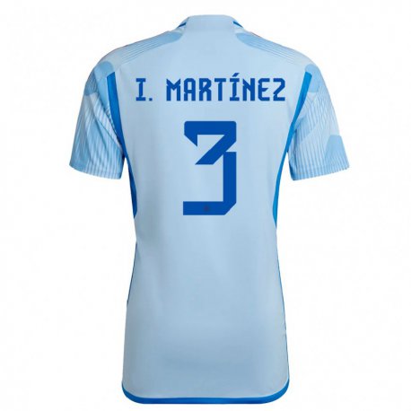 Kandiny Enfant Maillot Espagne Inigo Martinez #3 Bleu Ciel Tenues Extérieur 22-24 T-shirt