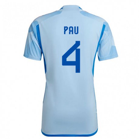 Kandiny Enfant Maillot Espagne Pau Torres #4 Bleu Ciel Tenues Extérieur 22-24 T-shirt