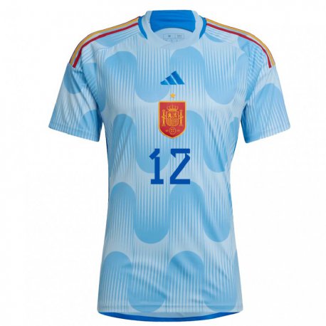 Kandiny Enfant Maillot Espagne Raul De Tomas #12 Bleu Ciel Tenues Extérieur 22-24 T-shirt