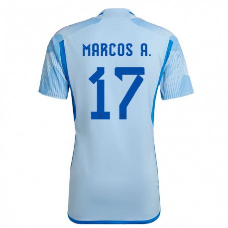 Kandiny Enfant Maillot Espagne Marcos Alonso #17 Bleu Ciel Tenues Extérieur 22-24 T-shirt