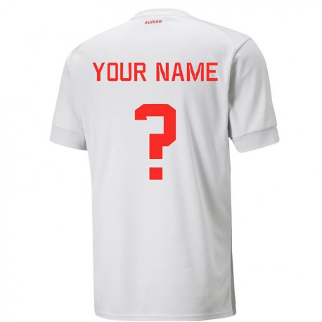 Kandiny Enfant Maillot Suisse Votre Nom #0 Blanc Tenues Extérieur 22-24 T-shirt