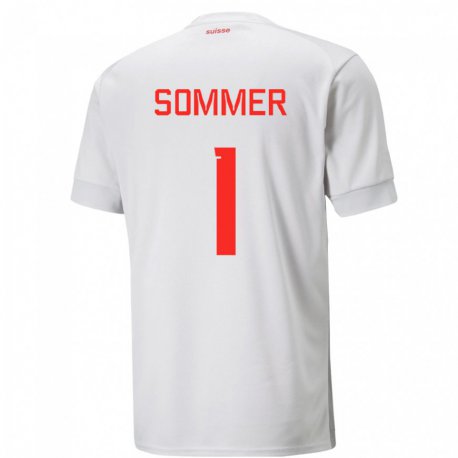 Kandiny Enfant Maillot Suisse Yann Sommer #1 Blanc Tenues Extérieur 22-24 T-shirt