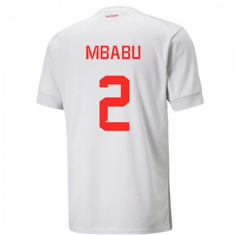 Kandiny Enfant Maillot Suisse Kevin Mbabu #2 Blanc Tenues Extérieur 22-24 T-shirt