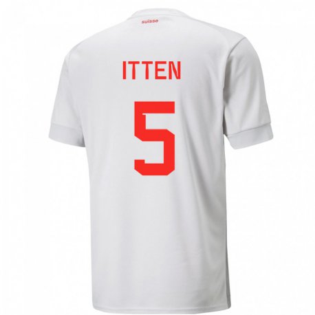 Kandiny Enfant Maillot Suisse Cedric Itten #5 Blanc Tenues Extérieur 22-24 T-shirt
