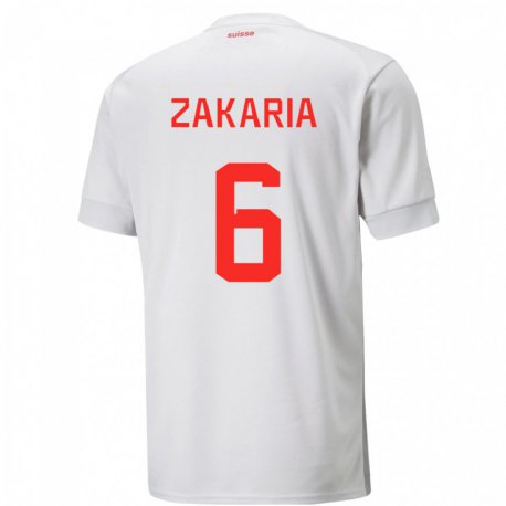 Kandiny Enfant Maillot Suisse Denis Zakaria #6 Blanc Tenues Extérieur 22-24 T-shirt