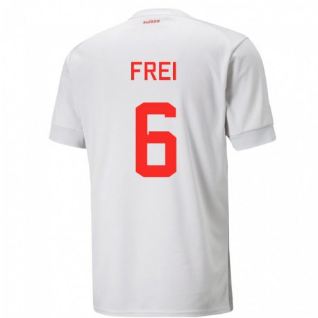 Kandiny Enfant Maillot Suisse Fabian Frei #6 Blanc Tenues Extérieur 22-24 T-shirt