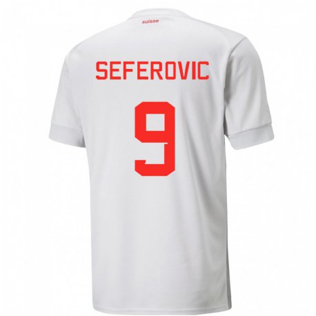 Kandiny Enfant Maillot Suisse Haris Seferovic #9 Blanc Tenues Extérieur 22-24 T-shirt
