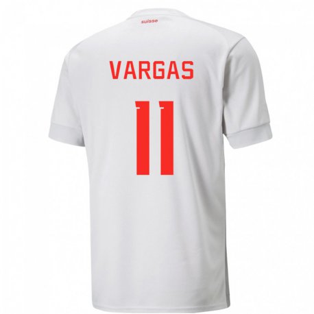 Kandiny Enfant Maillot Suisse Ruben Vargas #11 Blanc Tenues Extérieur 22-24 T-shirt