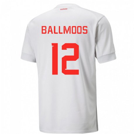 Kandiny Enfant Maillot Suisse David Von Ballmoos #12 Blanc Tenues Extérieur 22-24 T-shirt