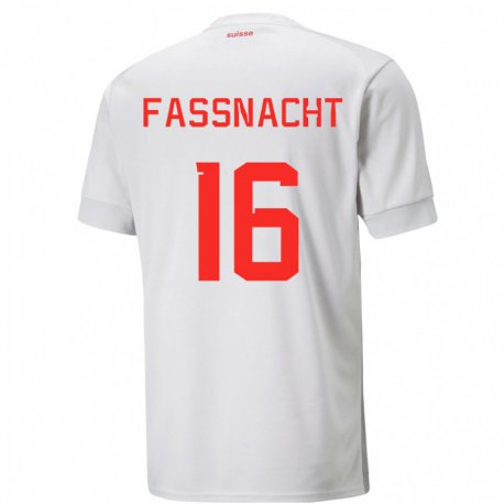 Kandiny Enfant Maillot Suisse Christian Fassnacht #16 Blanc Tenues Extérieur 22-24 T-shirt