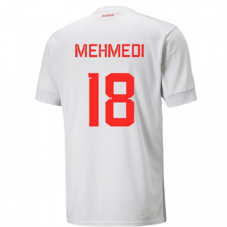 Kandiny Enfant Maillot Suisse Admir Mehmedi #18 Blanc Tenues Extérieur 22-24 T-shirt