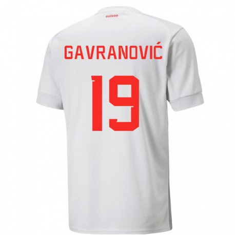 Kandiny Enfant Maillot Suisse Mario Gavranovic #19 Blanc Tenues Extérieur 22-24 T-shirt