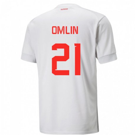 Kandiny Enfant Maillot Suisse Jonas Omlin #21 Blanc Tenues Extérieur 22-24 T-shirt