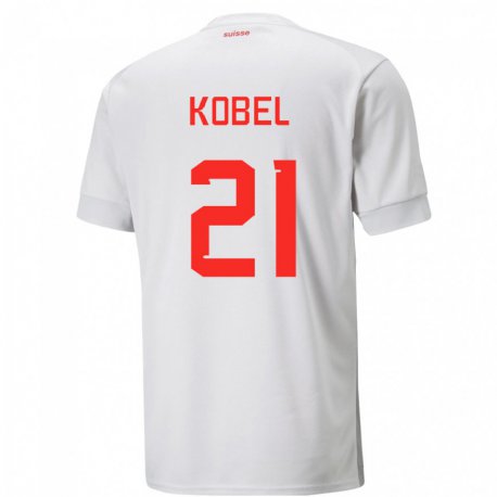 Kandiny Enfant Maillot Suisse Gregor Kobel #21 Blanc Tenues Extérieur 22-24 T-shirt