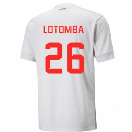 Kandiny Enfant Maillot Suisse Jordan Lotomba #26 Blanc Tenues Extérieur 22-24 T-shirt