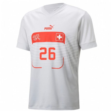Kandiny Enfant Maillot Suisse Jordan Lotomba #26 Blanc Tenues Extérieur 22-24 T-shirt