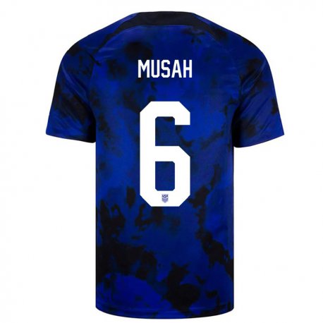 Kandiny Enfant Maillot États-unis Yunus Musah #6 Bleu Royal Tenues Extérieur 22-24 T-shirt