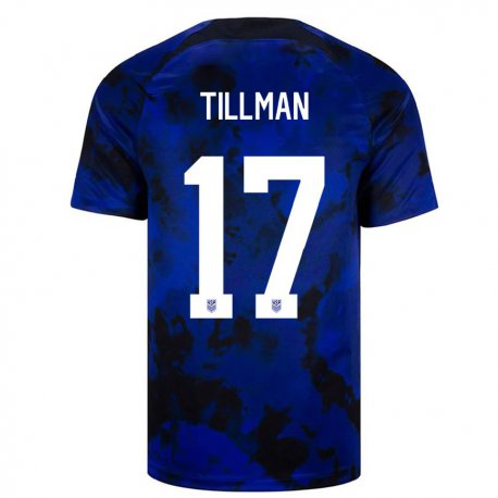 Kandiny Enfant Maillot États-unis Malik Tillman #17 Bleu Royal Tenues Extérieur 22-24 T-shirt
