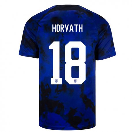 Kandiny Enfant Maillot États-unis Ethan Horvath #18 Bleu Royal Tenues Extérieur 22-24 T-shirt