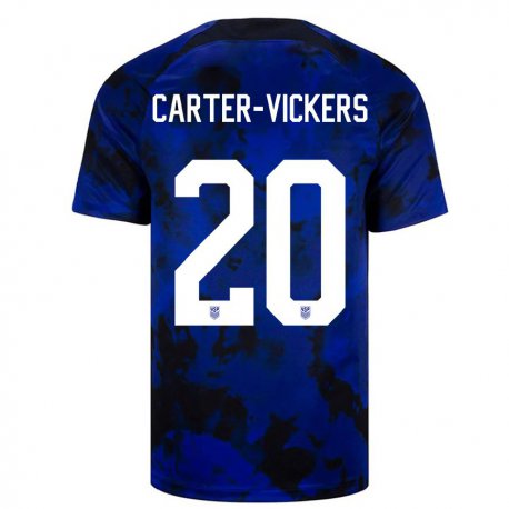 Kandiny Enfant Maillot États-unis Cameron Carter-vickers #20 Bleu Royal Tenues Extérieur 22-24 T-shirt