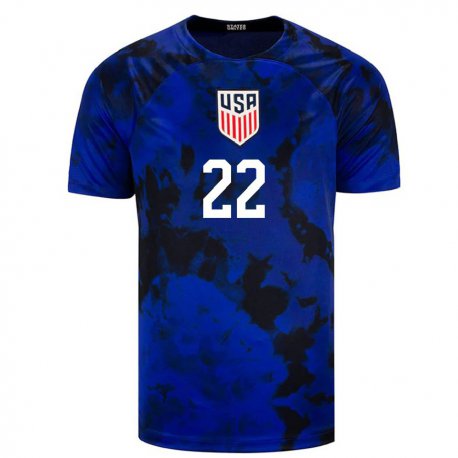 Kandiny Enfant Maillot États-unis Deandre Yedlin #22 Bleu Royal Tenues Extérieur 22-24 T-shirt