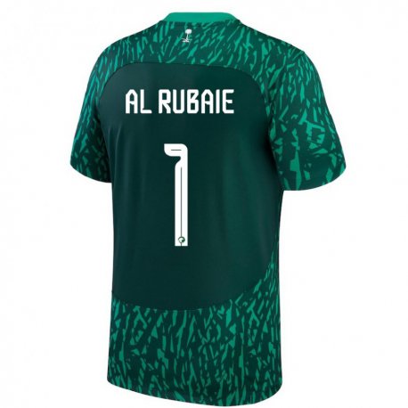 Kandiny Enfant Maillot Arabie Saoudite Mohammed Al Rubaie #1 Vert Foncé Tenues Extérieur 22-24 T-shirt