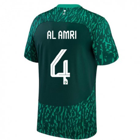 Kandiny Enfant Maillot Arabie Saoudite Abdulelah Al Amri #4 Vert Foncé Tenues Extérieur 22-24 T-shirt