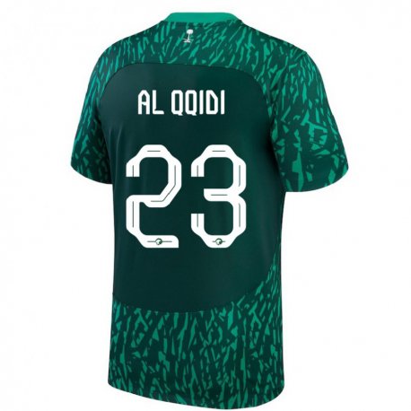 Kandiny Enfant Maillot Arabie Saoudite Nawaf Al Qqidi #23 Vert Foncé Tenues Extérieur 22-24 T-shirt