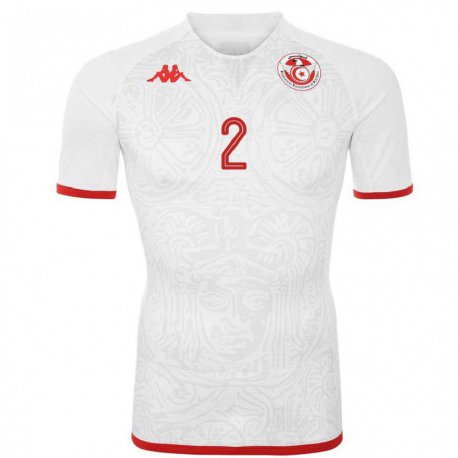 Kandiny Enfant Maillot Tunisie Bilel Ifa #2 Blanc Tenues Extérieur 22-24 T-shirt
