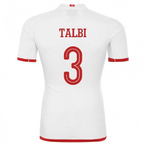 Kandiny Enfant Maillot Tunisie Montassar Talbi #3 Blanc Tenues Extérieur 22-24 T-shirt
