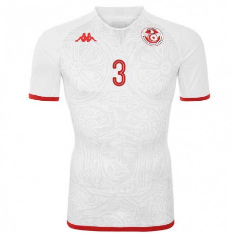Kandiny Enfant Maillot Tunisie Montassar Talbi #3 Blanc Tenues Extérieur 22-24 T-shirt