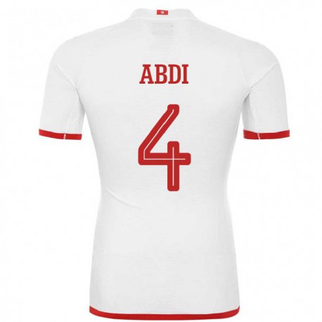 Kandiny Enfant Maillot Tunisie Ali Abdi #4 Blanc Tenues Extérieur 22-24 T-shirt